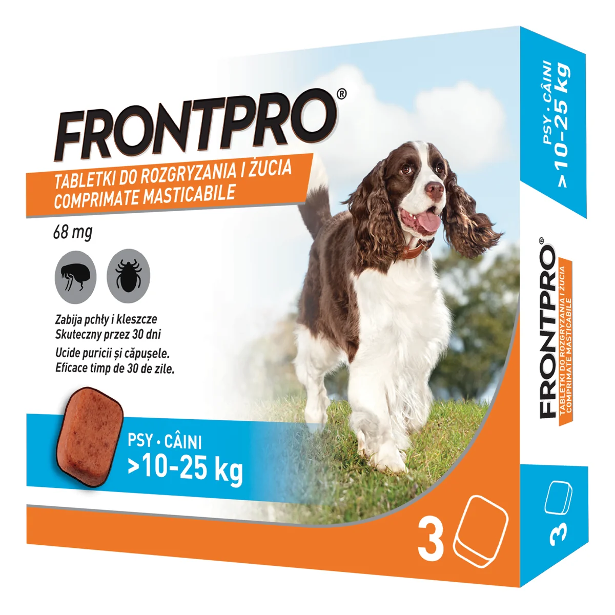 Comprimate masticabile antiparazitare caini, Frontpro L, 68 mg, >10-25 kg, 3 buc/ cutie