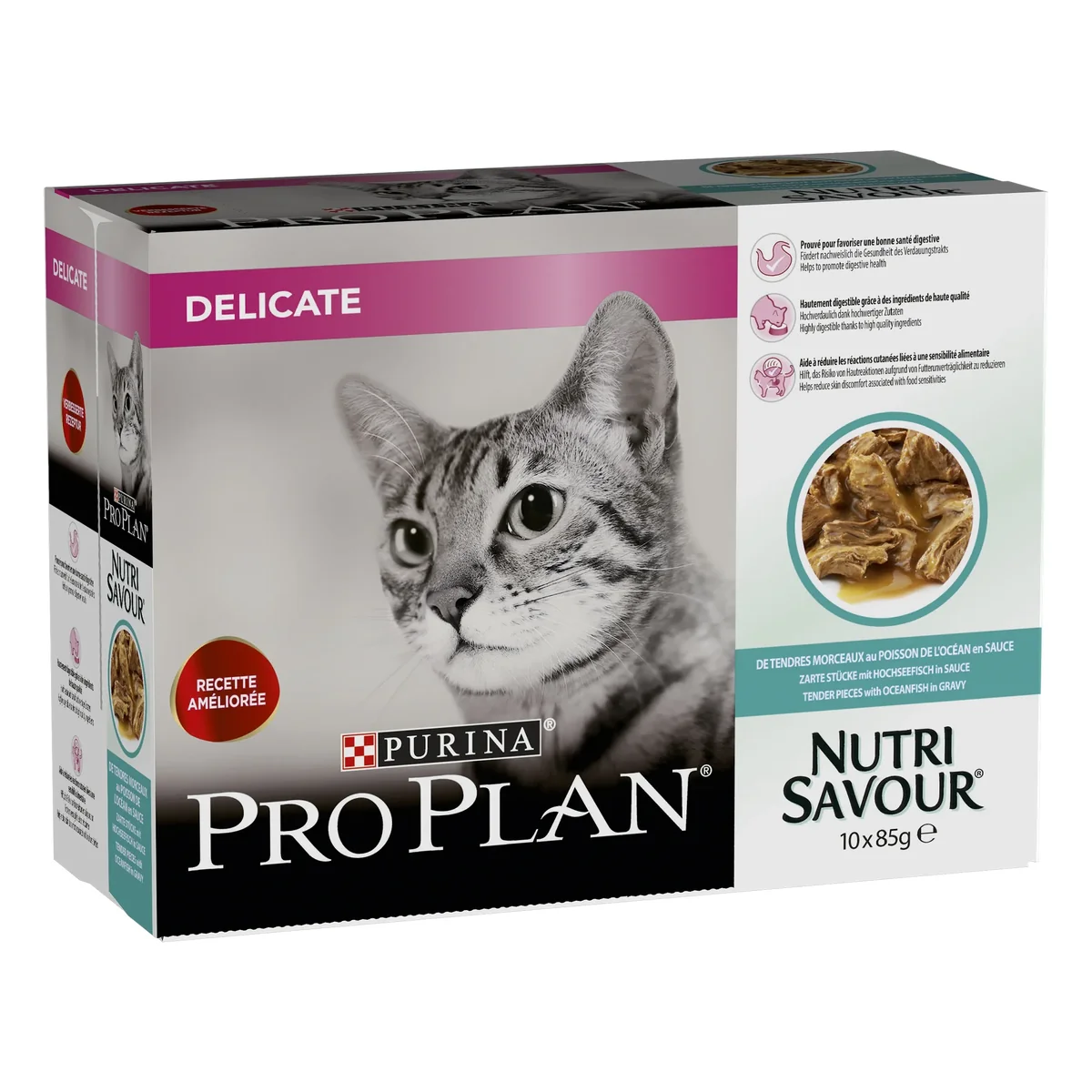 PURINA PRO PLAN DELICATE NUTRISAVOUR, Peste Oceanic, 10 x 85 g