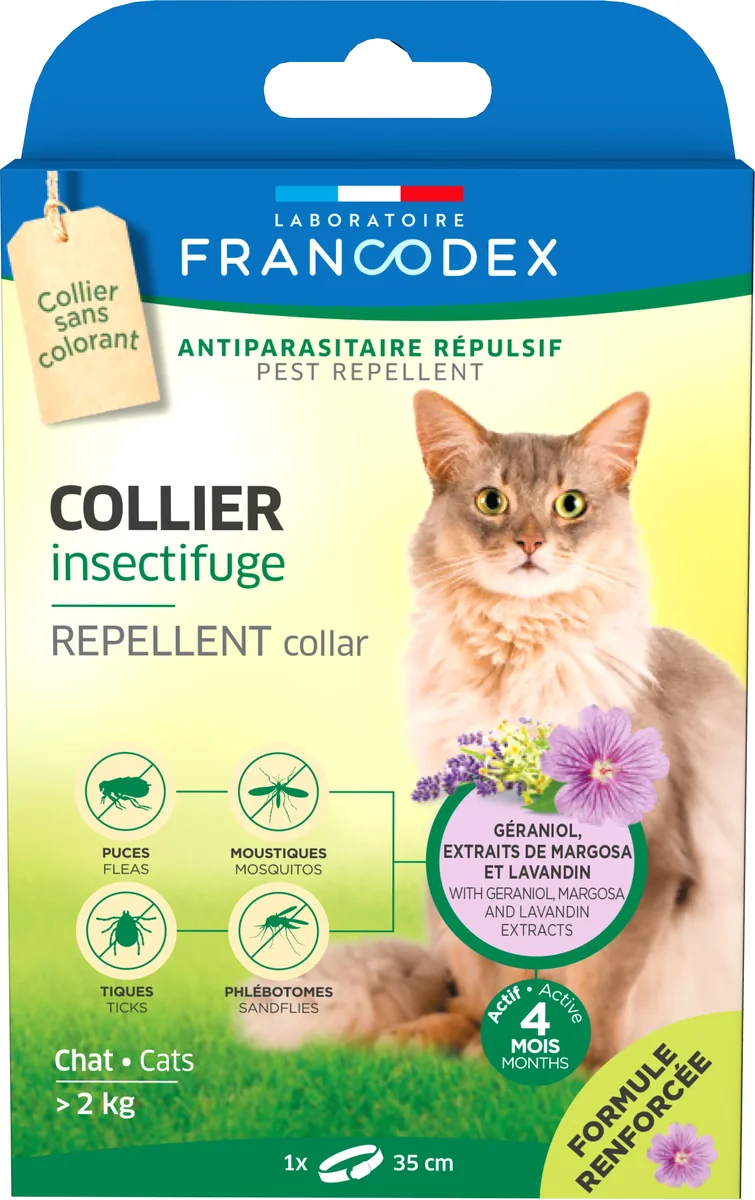 Francodex, Zgarda Antiparazitara Geraniol Cat, >2 kg