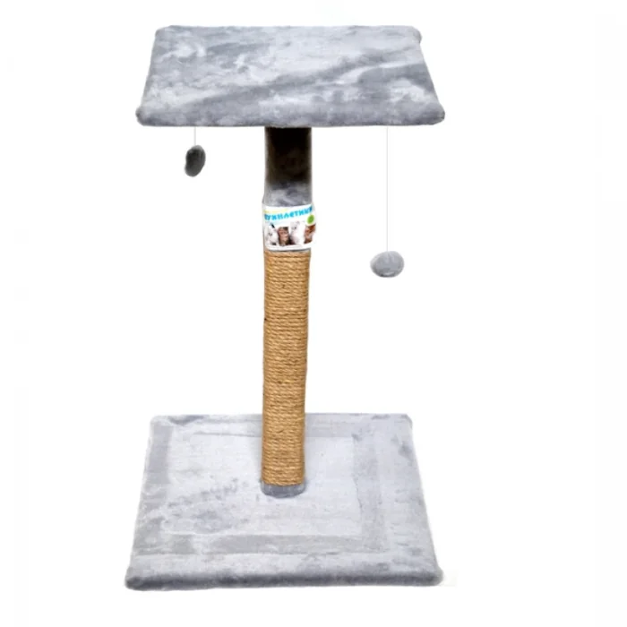 Ansamblu de joaca pentru pisici tip turn cu platforma si ciucuri Gri 75 x 45 cm