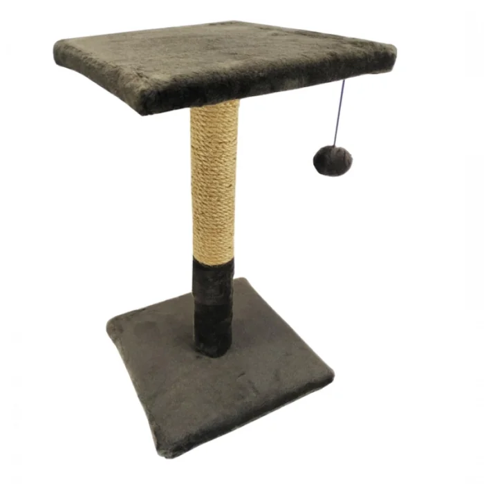 Ansamblu de joaca pentru pisici tip polita pe suport cu ciucure ciocolata 50 x 30 x 30 cm