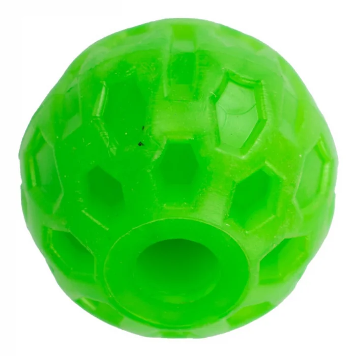 Jucarie in forma de minge cu gaura din cauciuc termoplastic, multicolor, 4 cm