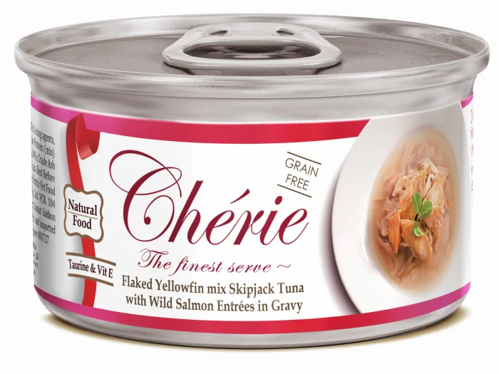 Cherie Adult Cat Grain Free Mix Fulgi de Ton cu Somon Salbatic in Sos  80 g