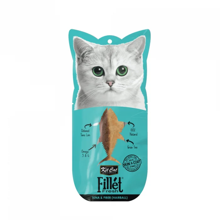 Recompense lichide pentru pisici Kit Cat Fillet Fresh, ton si fibre, hairball, 30g