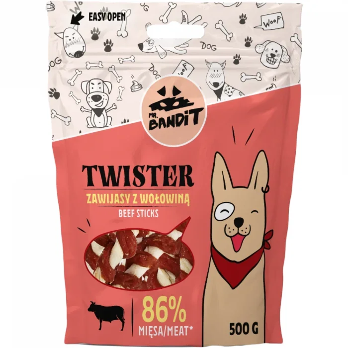 Recompense pentru caini Mr. Bandit TWISTER,vita, 500g
