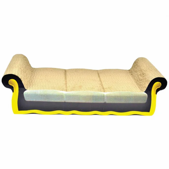 Carton de zgariat pentru pisici, model canapea, 56.51 A 23.81 A 13.01 cm, Bej