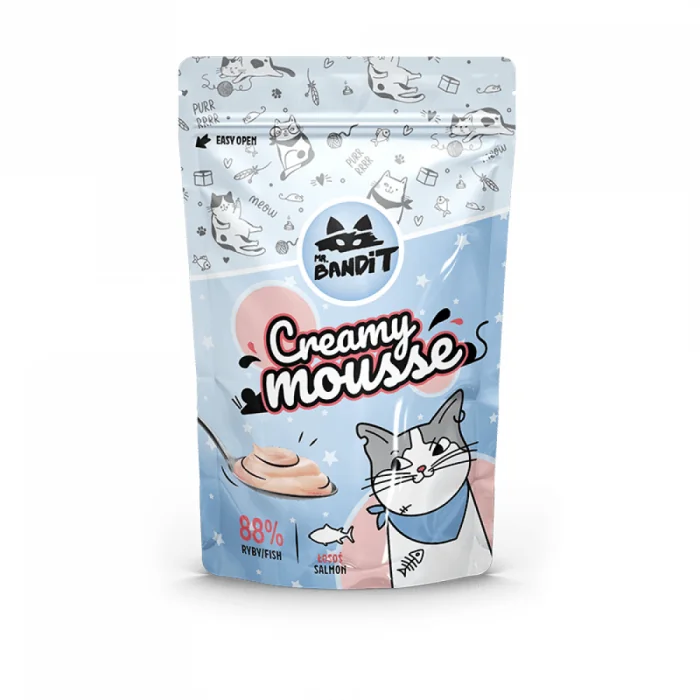 Recompense pentru pisici Mr. Bandit CAT Creamy Mousse, somon, 60 g