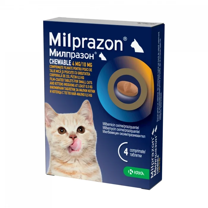 Milprazon chewable 4mg 10mg pisici 1 comprimat