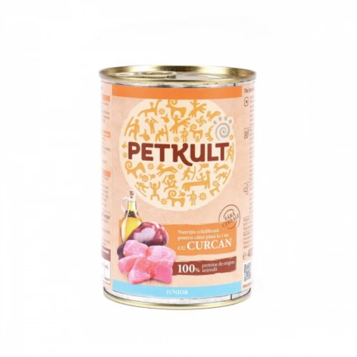 Hrana umeda Petkult Junior cu Curcan 400 g