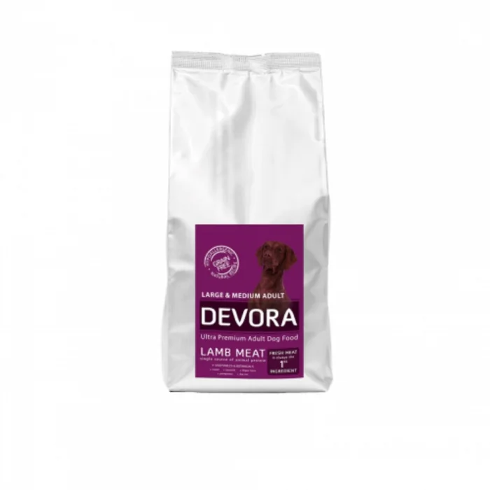Hrana uscata pentru caini Devora Grain Free Adult Large  Medium cu miel 7.5 kg