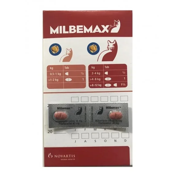 Milbemax Cat 16 40 mg (2 - 8 kg), 50 tablete