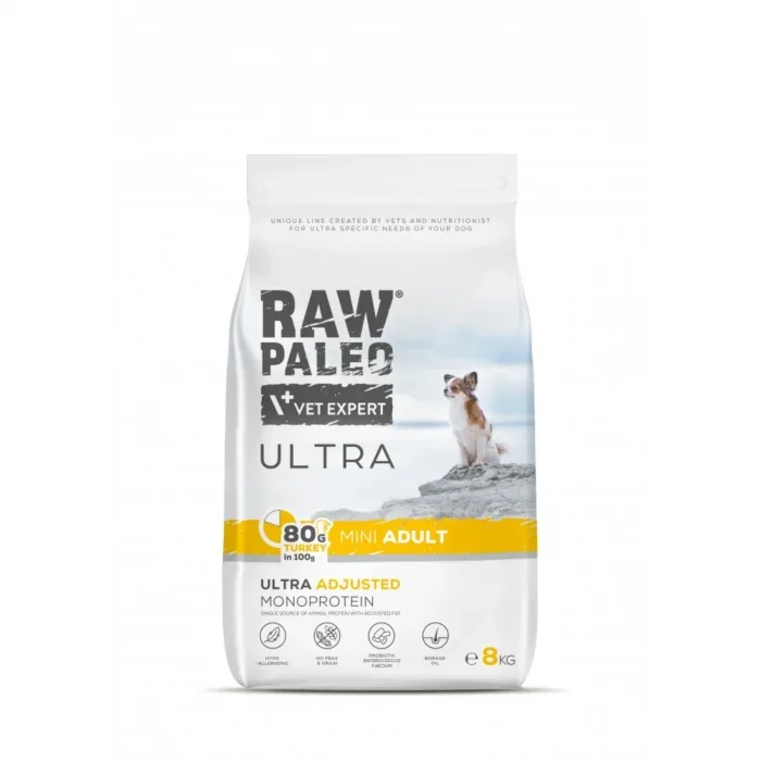 Hrana uscata pentru caini Raw Paleo Ultra Turkey Mini Adult 8kg