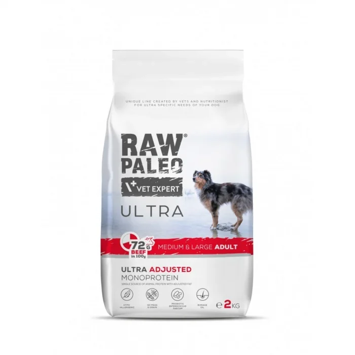 Hrana uscata pentru caini Raw Paleo Ultra Beef Medium Large Adult 2kg