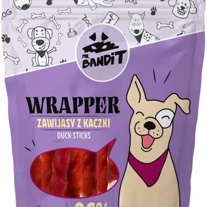 Recompense pentru caini Mr. Bandit WRAPPER, sticks, rata, 500 g