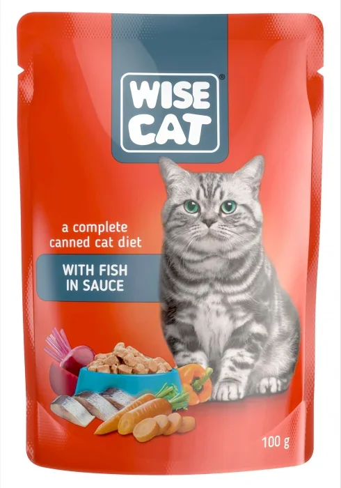 Wise cat, hrana umeda pentru pisici cu peste in sos - 100 g