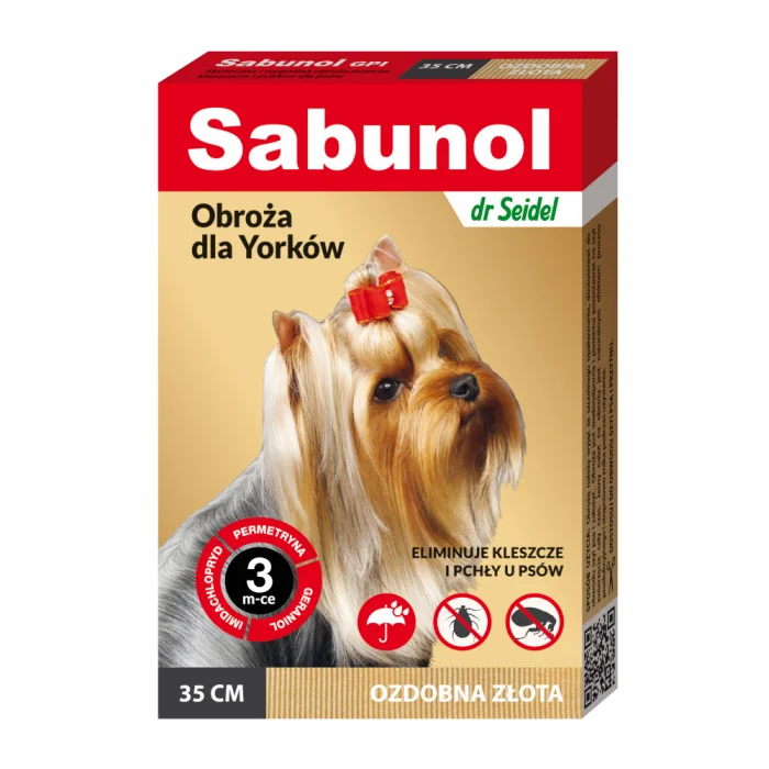 Zgarda antiparazitara caini , Sabunol GPI talie mica 2-10 kg GOLD , 35 cm