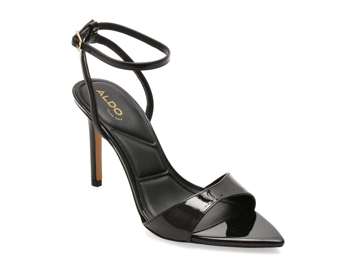 Sandale elegante ALDO negre, LEANDRA 001, din piele ecologica lacuita