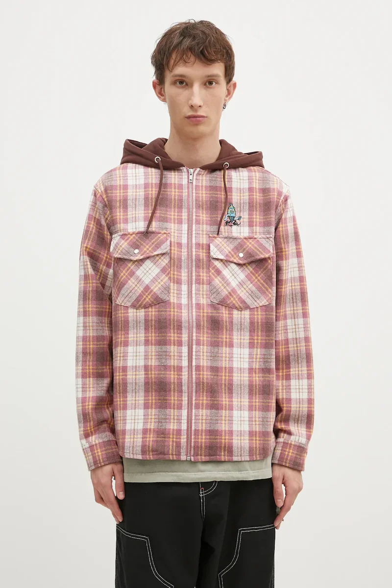 ICECREAM camasa din lana Hooded Flannel Zip Through