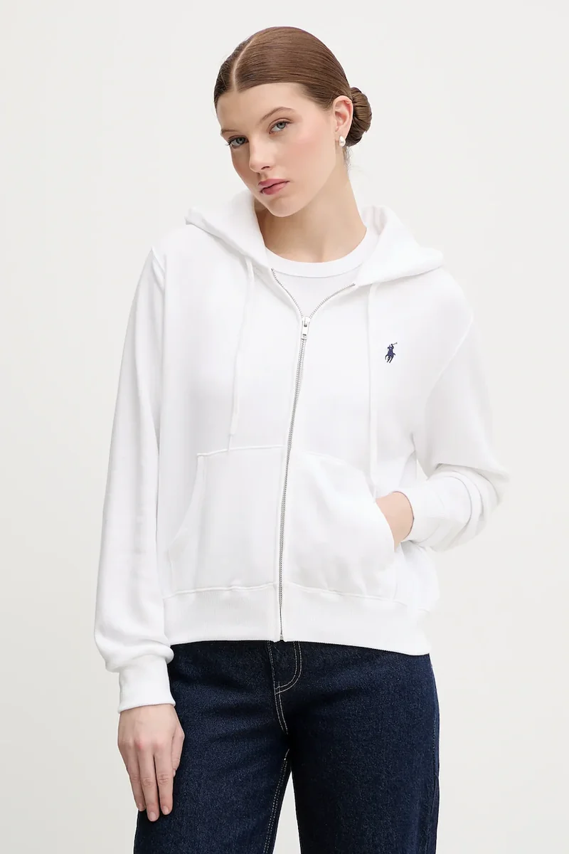 Polo Ralph Lauren hanorac cu fermoar și glugă pentru femei, din bumbac