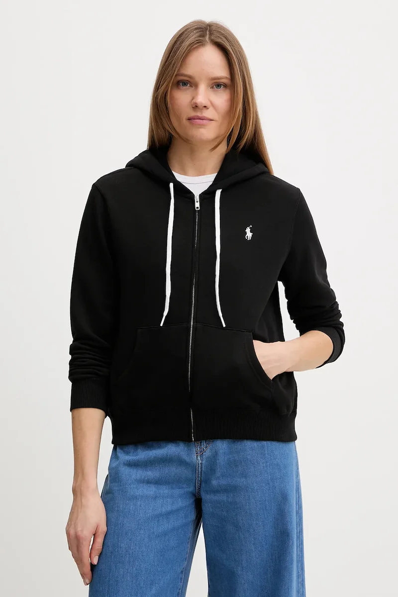 Polo Ralph Lauren hanorac cu fermoar și glugă pentru femei, din bumbac