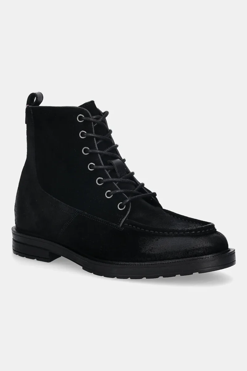 Tommy Hilfiger pantofi de piele întoarsă CLEATED HILFIGER W SDE MOC BOOT