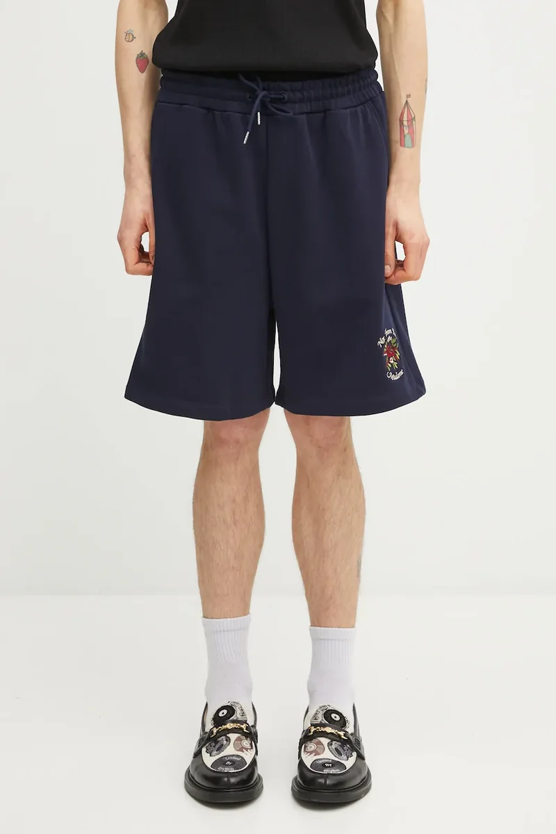 Drôle de Monsieur pantaloni scurți de trening pentru bărbați din bumbac Slogan Rose