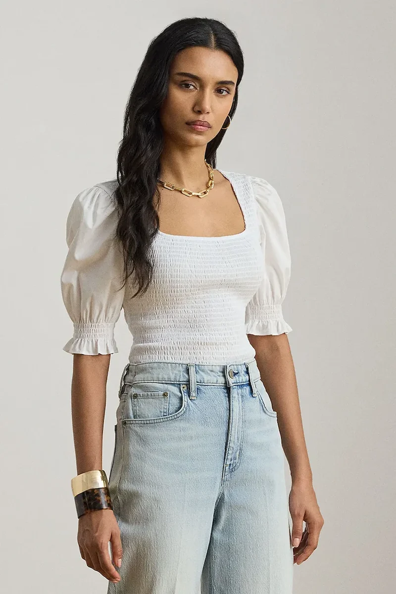 Lauren Ralph Lauren bluză pentru femei, din bumbac