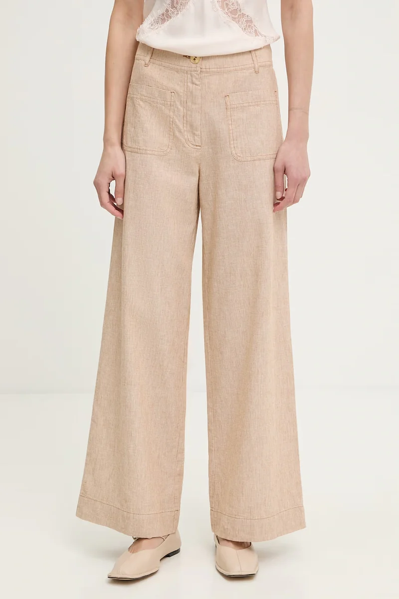 Sessun pantaloni wide leg pentru femei, din bumbac