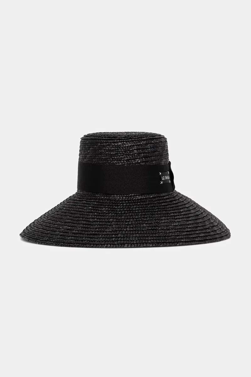 LE SH KA headwear LE SH KA Pălărie cu boruri largi pentru femei Black Straw Veil