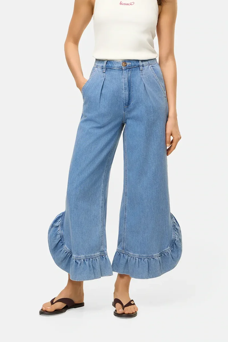 BIZUU pantaloni pentru femei, din denim NELLA