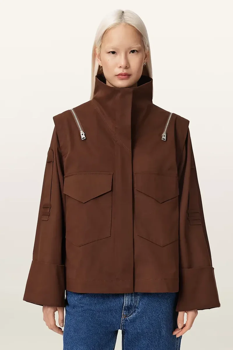AllSaints jachetă pentru femei, din bumbac LEIGHTON