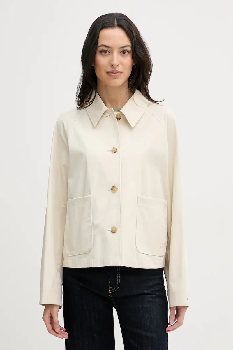 Tommy Hilfiger palton scurt pentru femei din bumbac