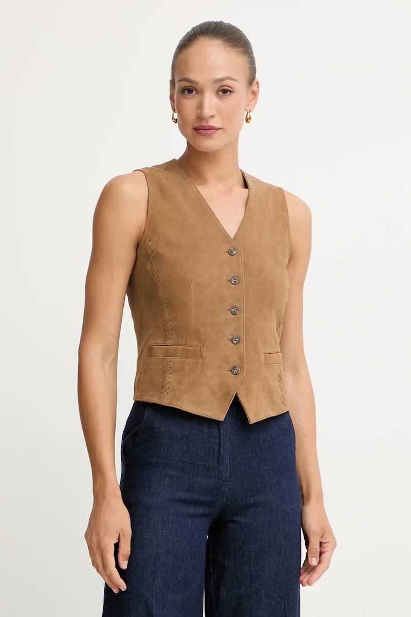 Weekend Max Mara vestă pentru femei, din piele întoarsă VETUSTA