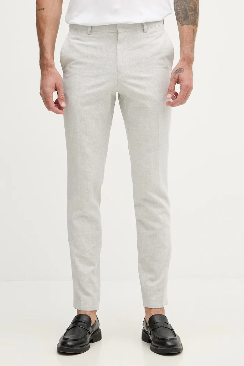 BOSS pantaloni slim fit pentru bărbați, cu amestec de in Genius
