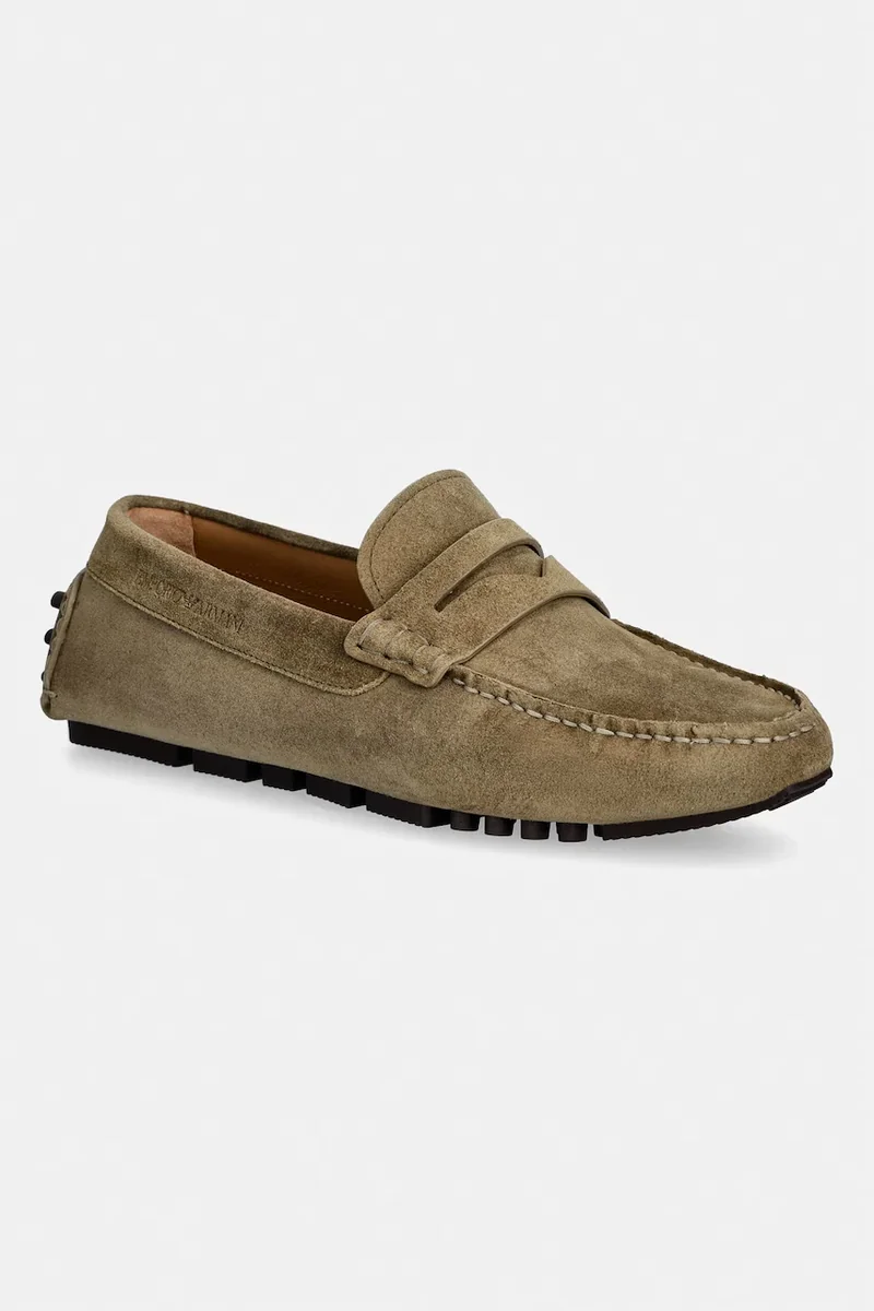 Emporio Armani mocasini de bărbați din piele întoarsă