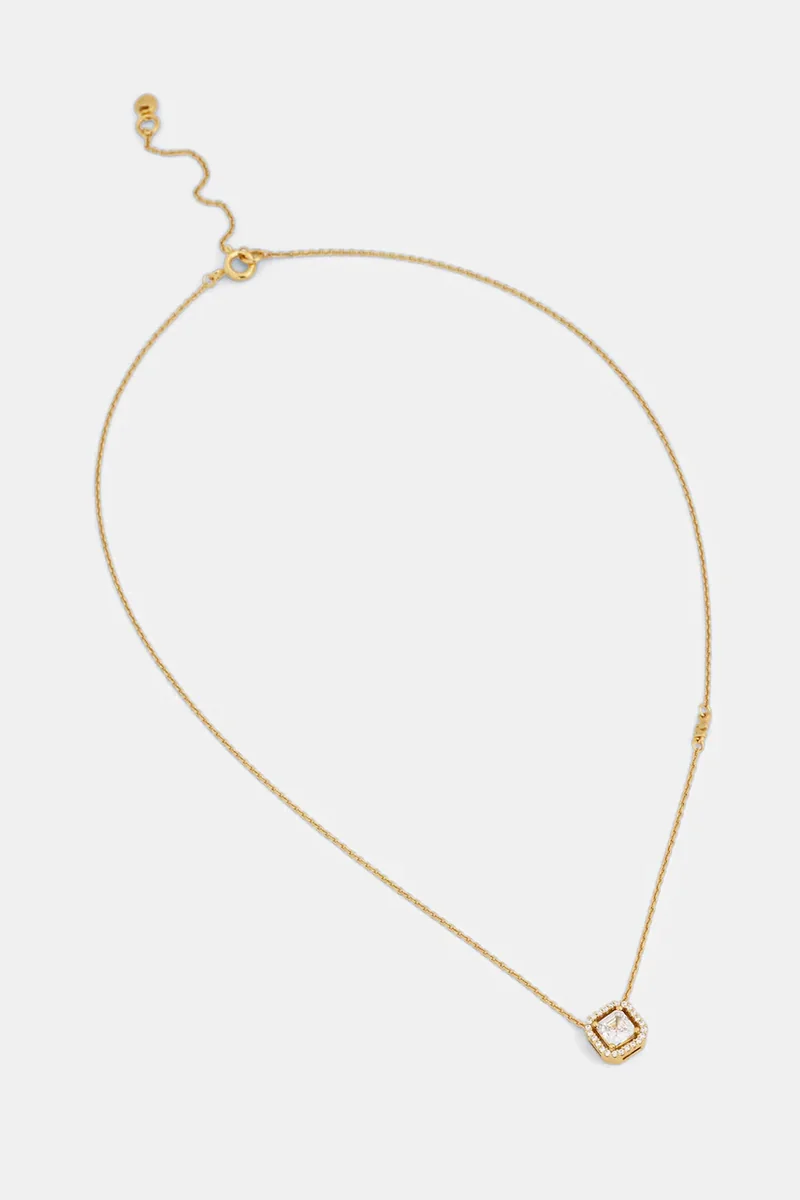 Michael Kors colier cu pandantiv pentru femei, din argint placat cu aur cu zirconiu cubic