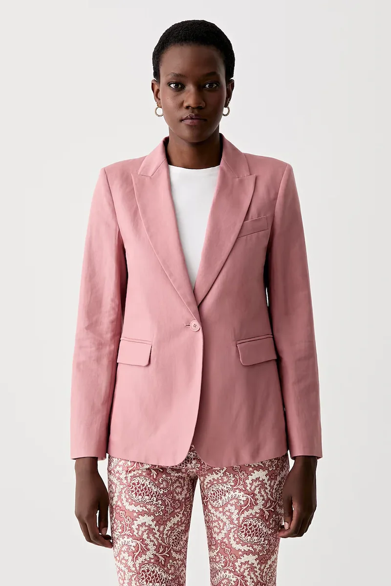 Weekend Max Mara sacou cu un singur rând de nasturi pentru femei, cu amestec de in ORCHE