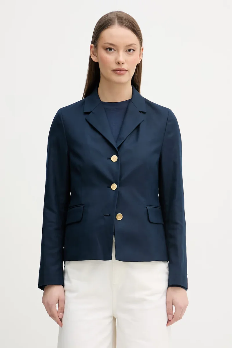 Tommy Hilfiger sacou cu un singur rând de nasturi pentru femei, cu amestec de in