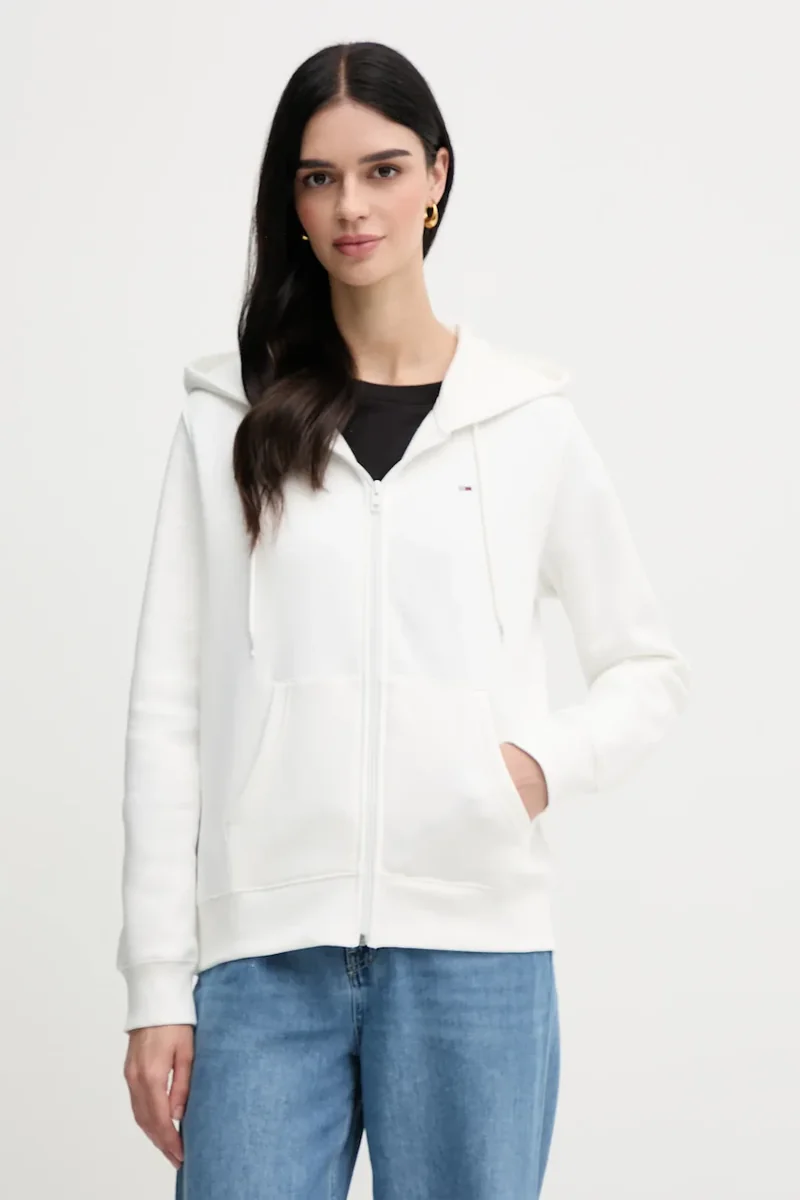 Tommy Jeans hanorac cu fermoar pentru femei cu bumbac