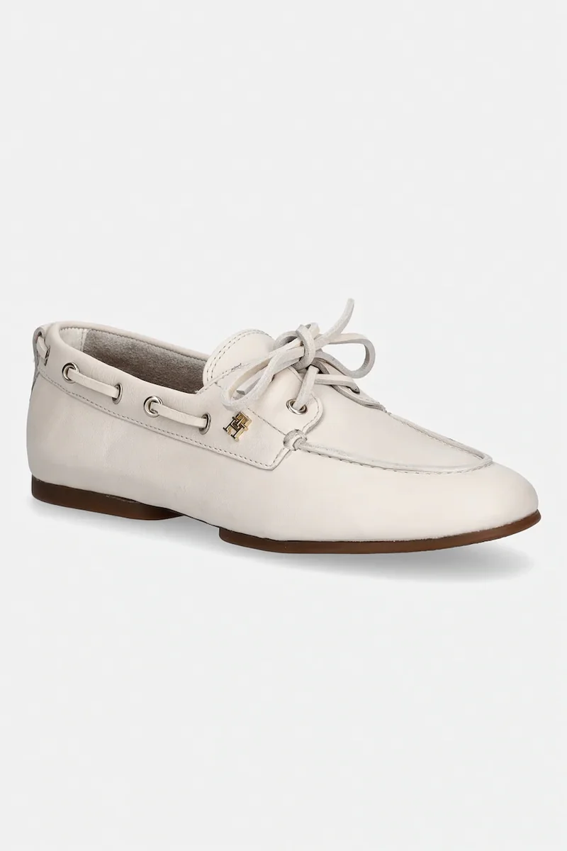 Tommy Hilfiger mocasini pentru femei, din piele TH SLEEK LEATHER BOAT SHOE