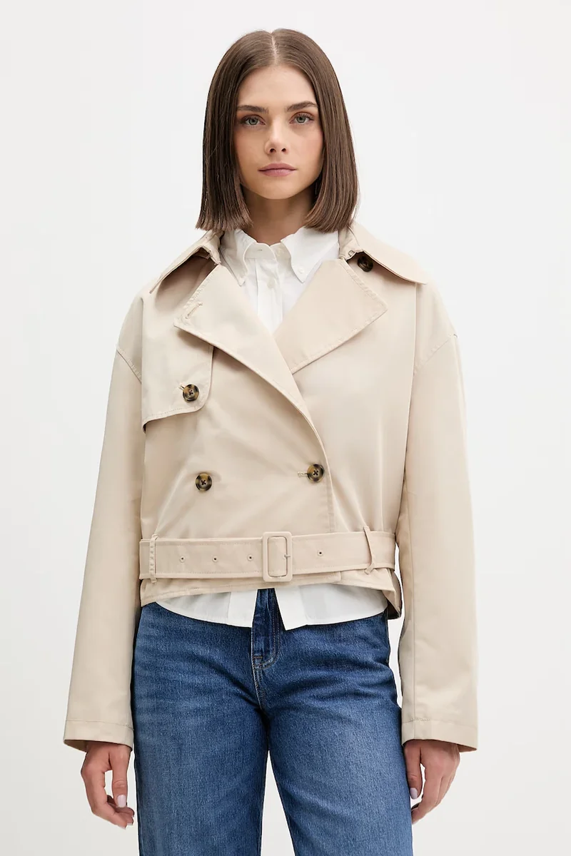 Tommy Jeans trenci scurt pentru femei, cu bumbac