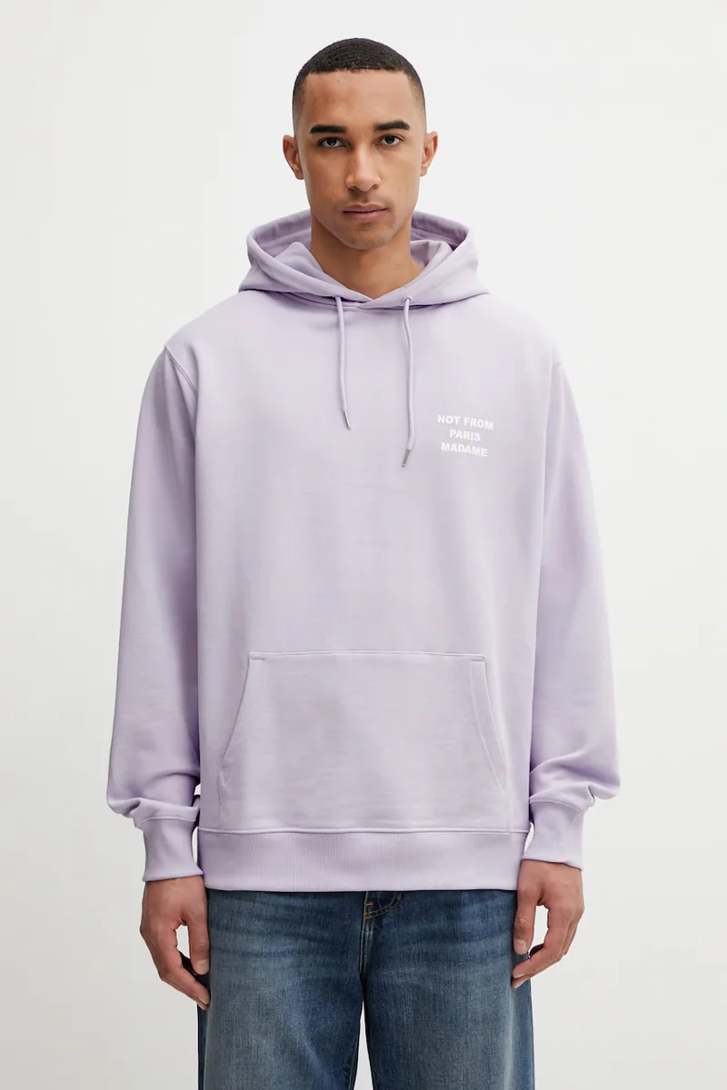 Drôle de Monsieur hanorac cu glugă pentru bărbați, din bumbac Le Hoodie Slogan
