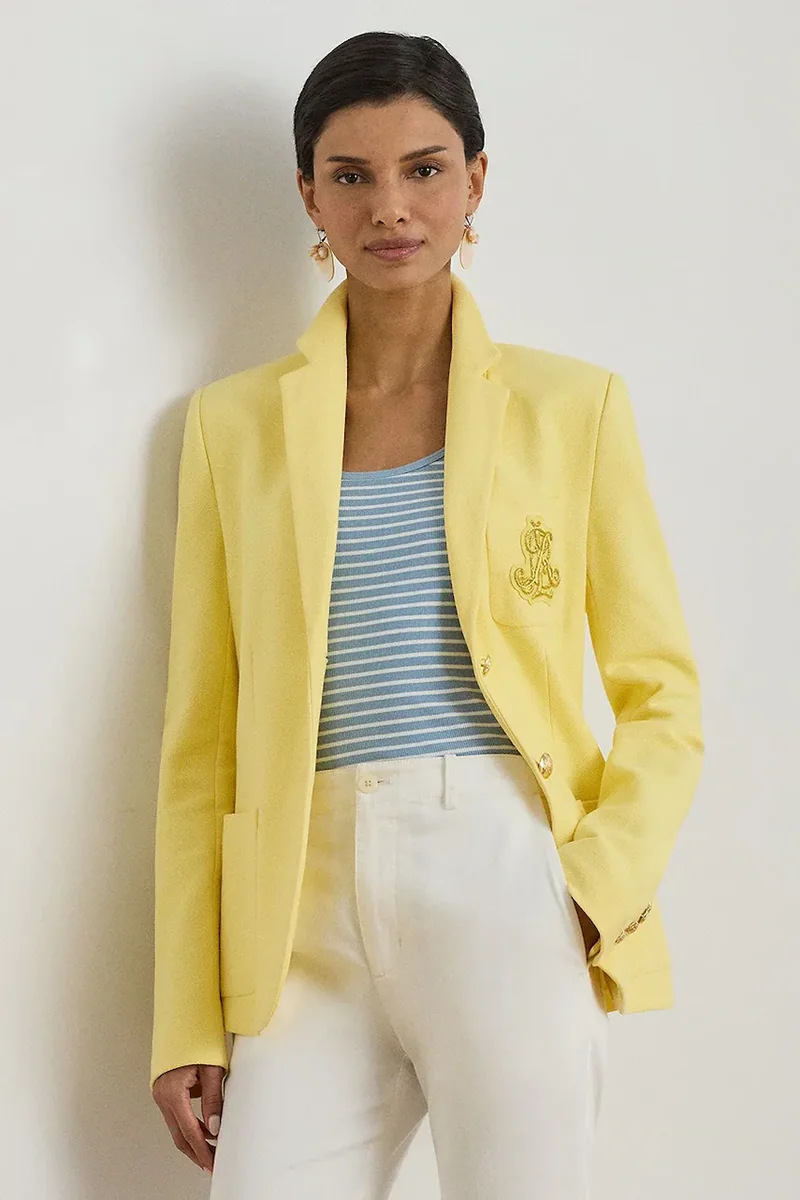 Lauren Ralph Lauren sacou cu un singur rând de nasturi pentru femei din bumbac cu elastan