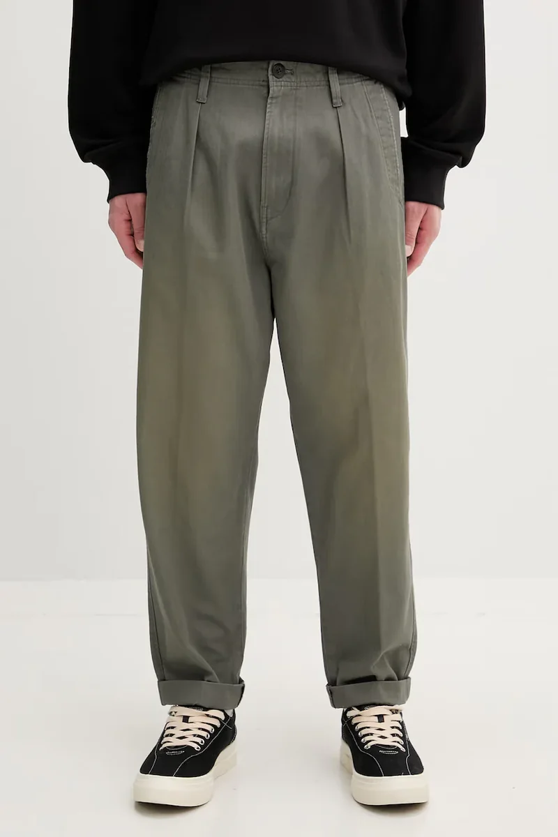G-Star pantaloni pentru bărbați din bumbac Pleated Chino Relaxed Tapered