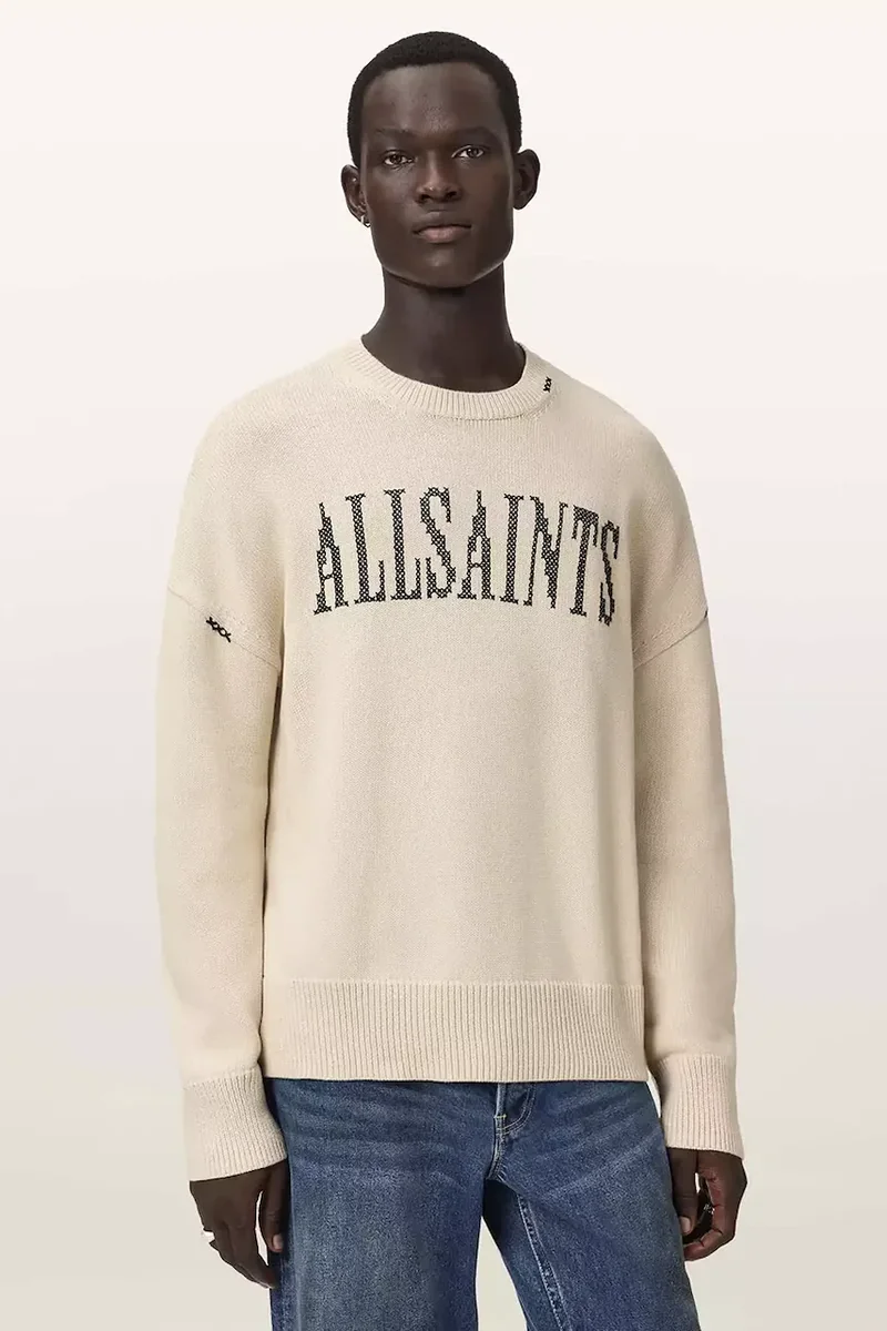 AllSaints hanorac oversized pentru bărbați, din bumbac CROSSED