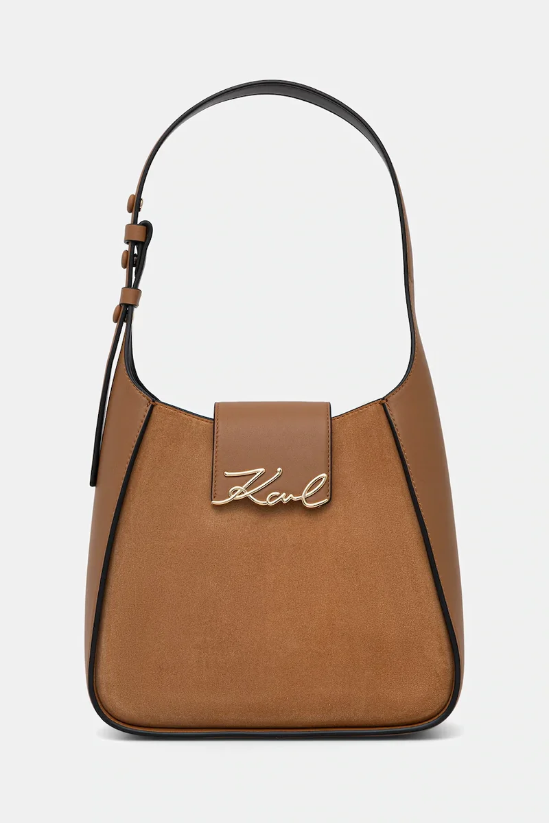 Karl Lagerfeld hobo bag pentru femei din piele întoarsă K/SIGNATURE