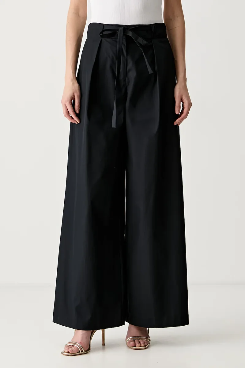 Karl Lagerfeld pantaloni wide leg pentru femei din bumbac