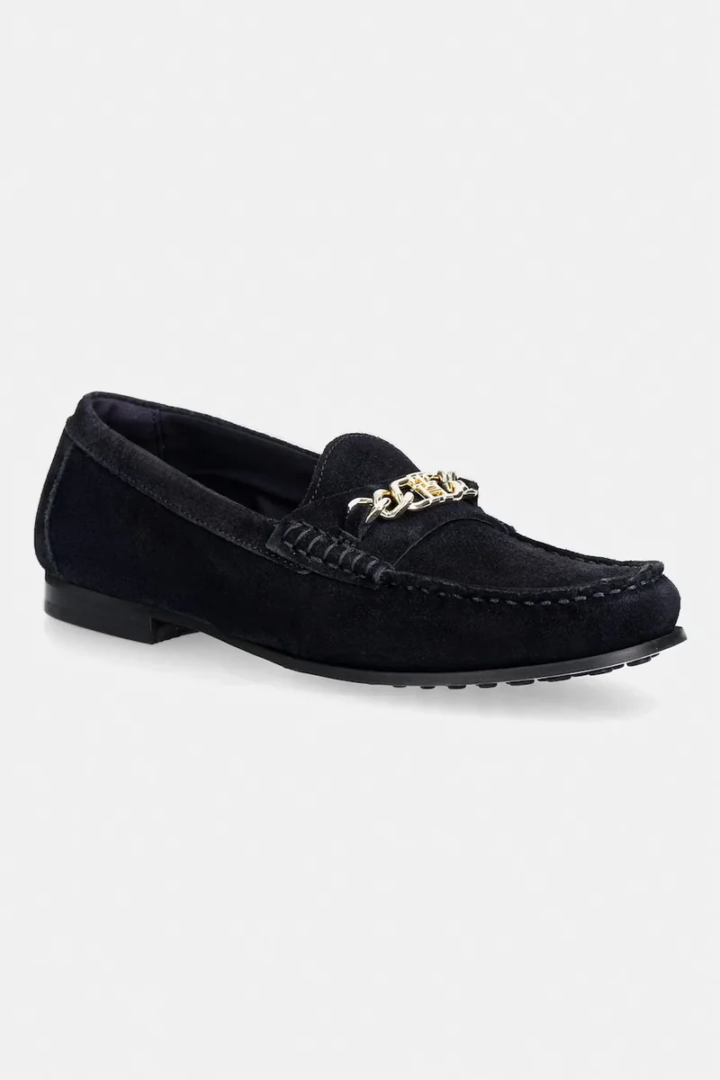 Tommy Hilfiger mocasini pentru femei din piele întoarsă TH CHAIN SUEDE LOAFER