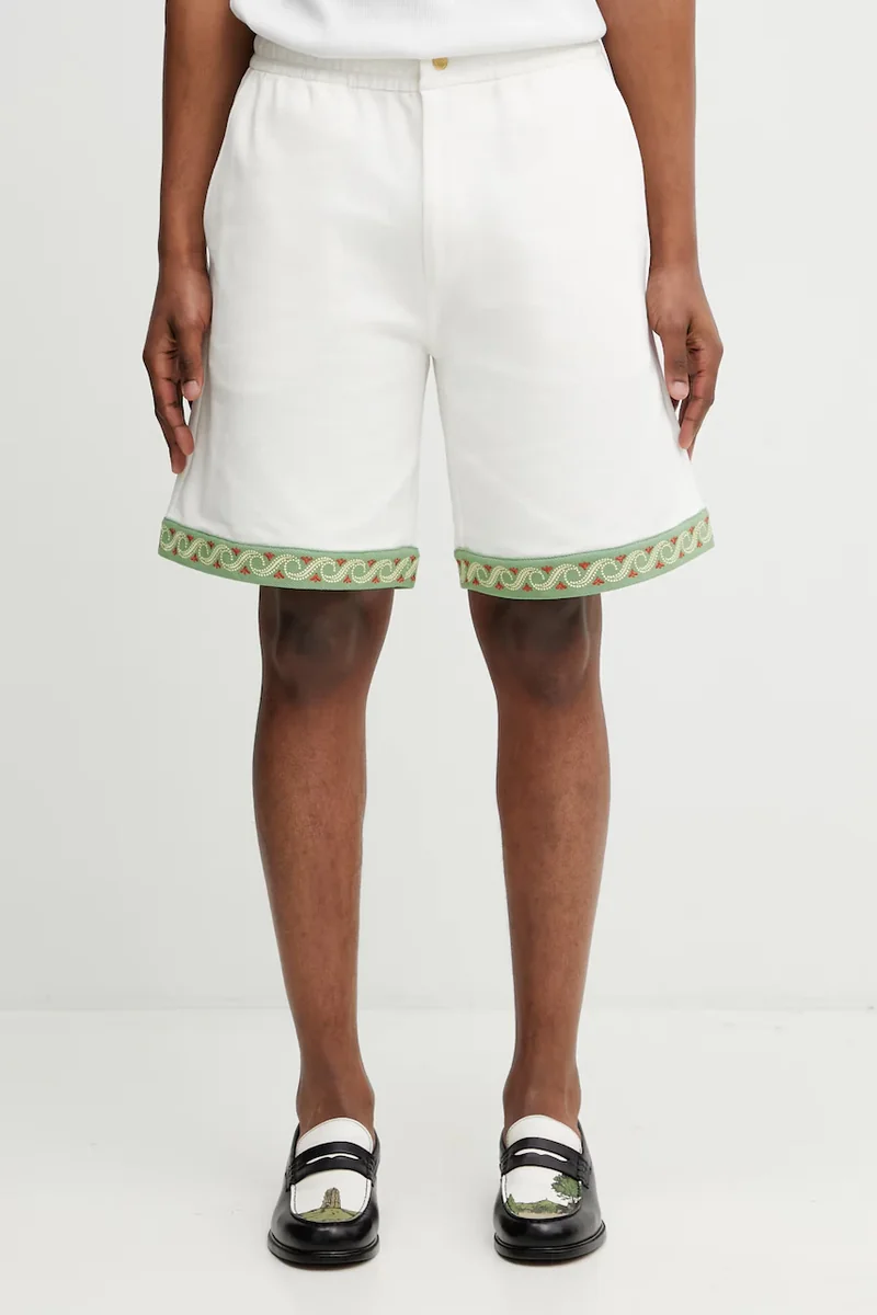 Drôle de Monsieur pantaloni scurți pentru bărbați, din bumbac Short Piqué Brodé