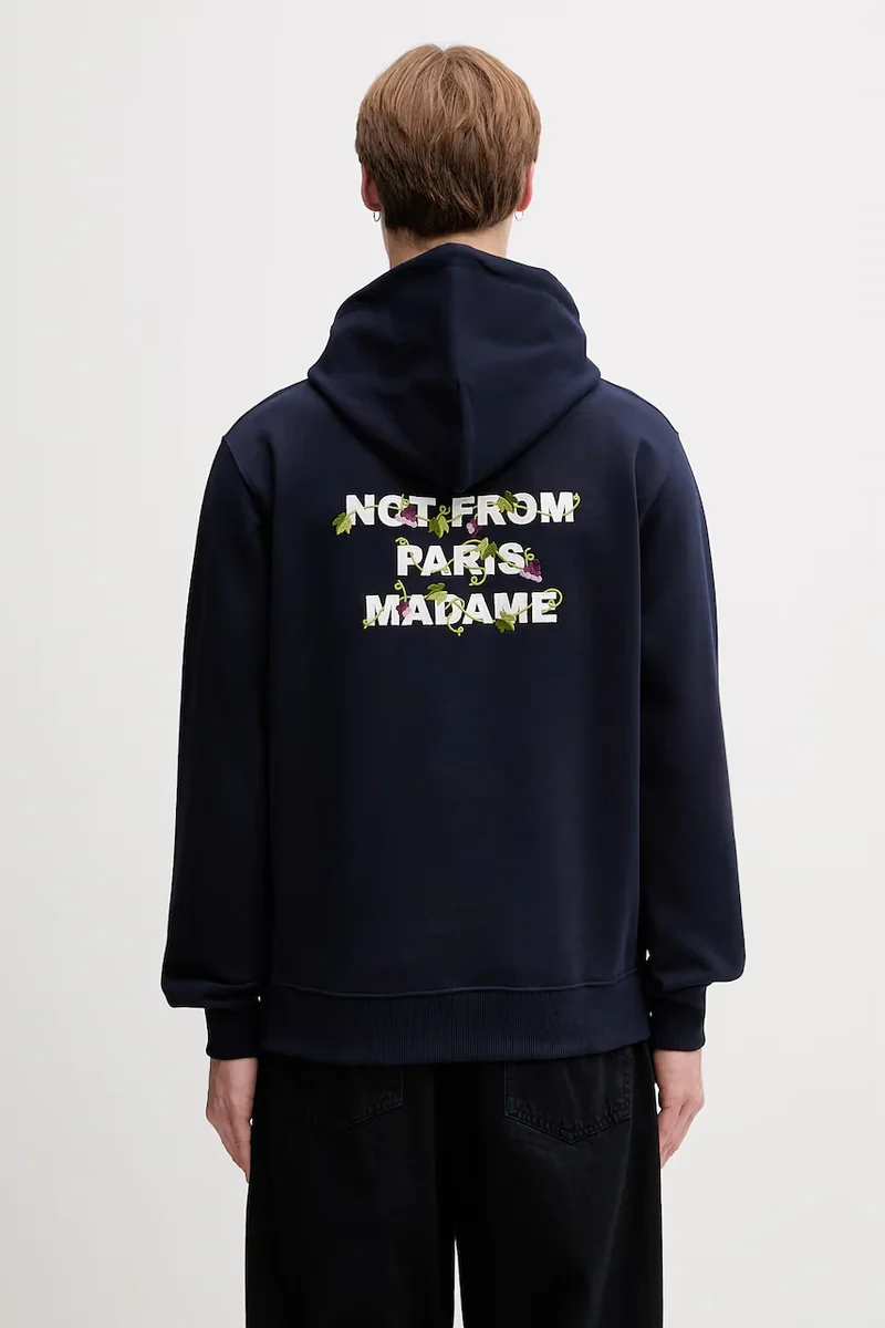 Drôle de Monsieur hanorac cu glugă pentru bărbați din bumbac Vine Embroidered Slogan
